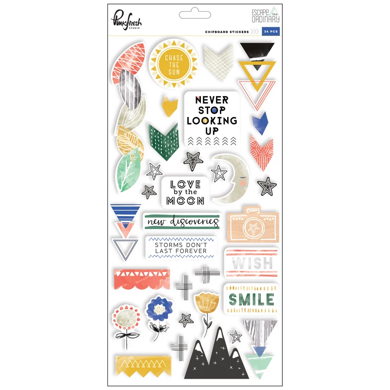 Pinkfresh Studio - Escape the Ordinary Chipboard Stickers