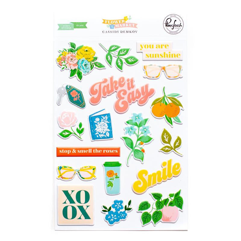 Pinkfresh Studio - Flower Market Puffy Stickers