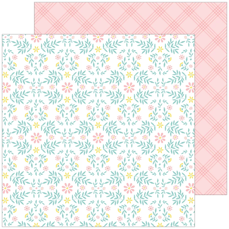 Pinkfresh Studio - Happy Blooms 12x12 Paper - Cottage