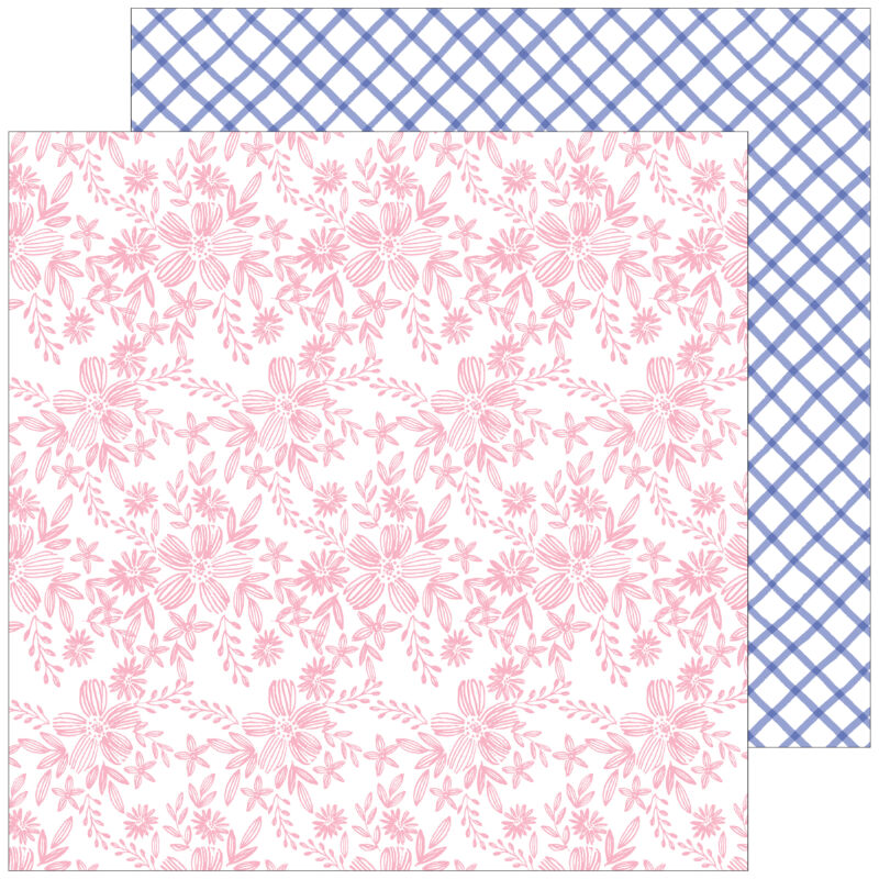 Pinkfresh Studio - Happy Blooms 12x12 Paper - Embroidered