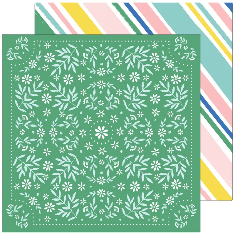 Pinkfresh Studio - Happy Blooms 12x12 Paper - Handkerchief