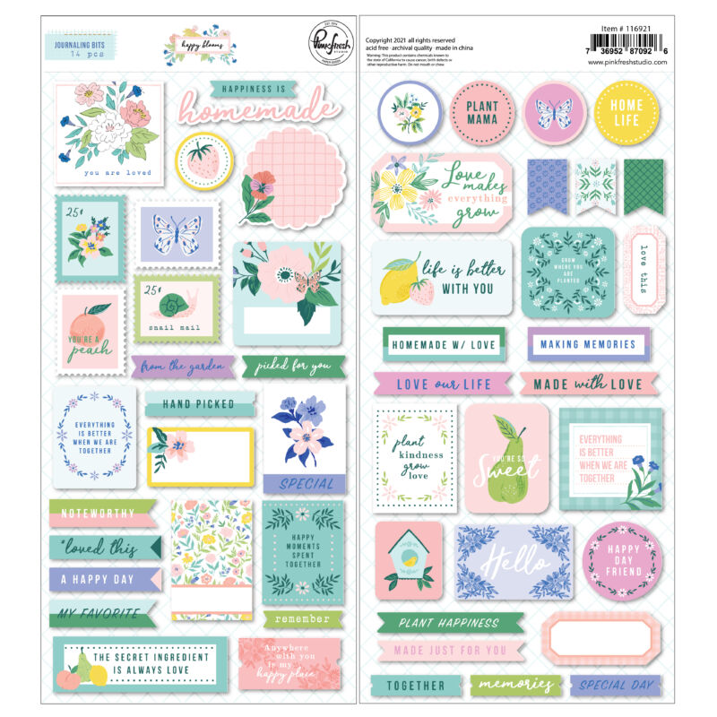 Pinkfresh Studio - Happy Blooms Cardstock stickers