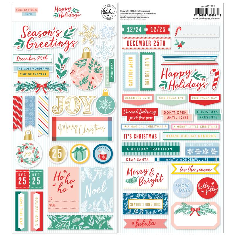 Pinkfresh Studio - Happy Holidays Cardstock stickers