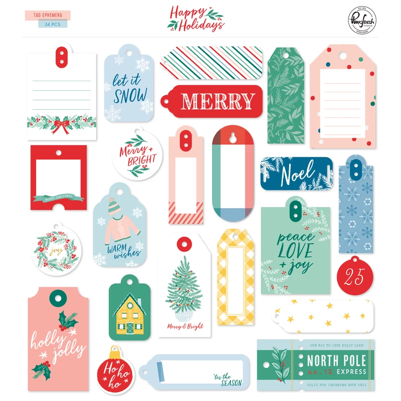 Pinkfresh Studio - Happy Holidays Tag Ephemera