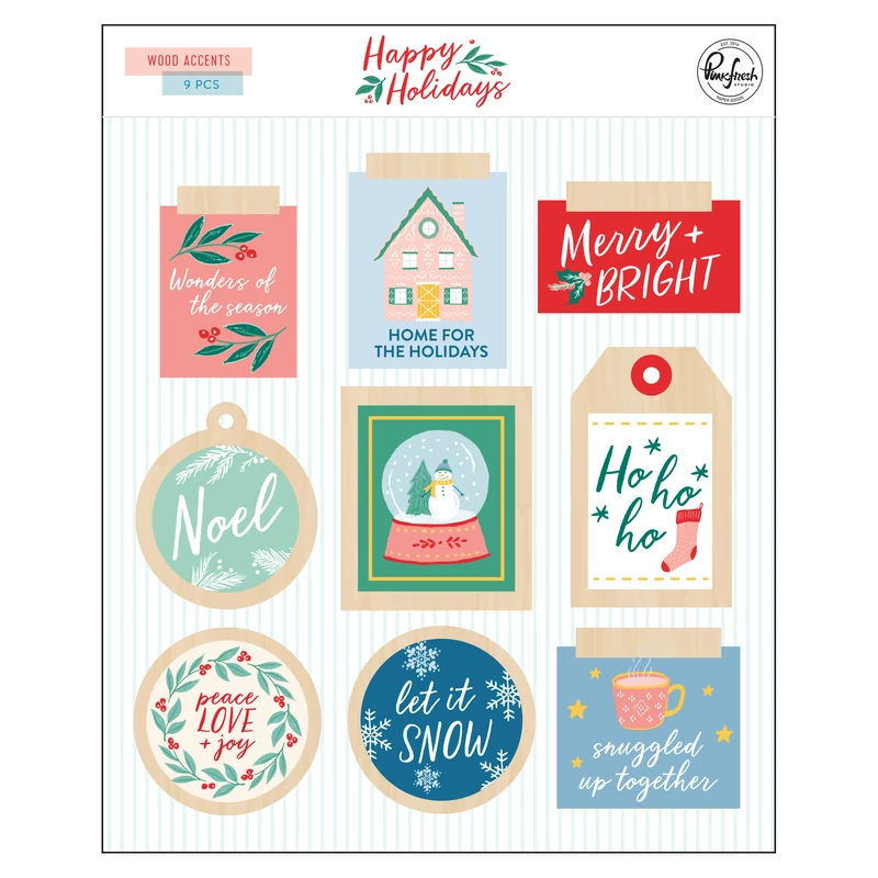 Pinkfresh Studio - Happy Holidays Wood Accents