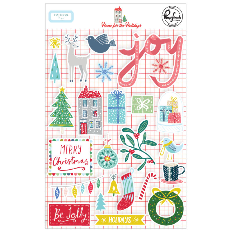Pinkfresh Studio - Home for the Holidays Puffy Stickers (25 Pieces)