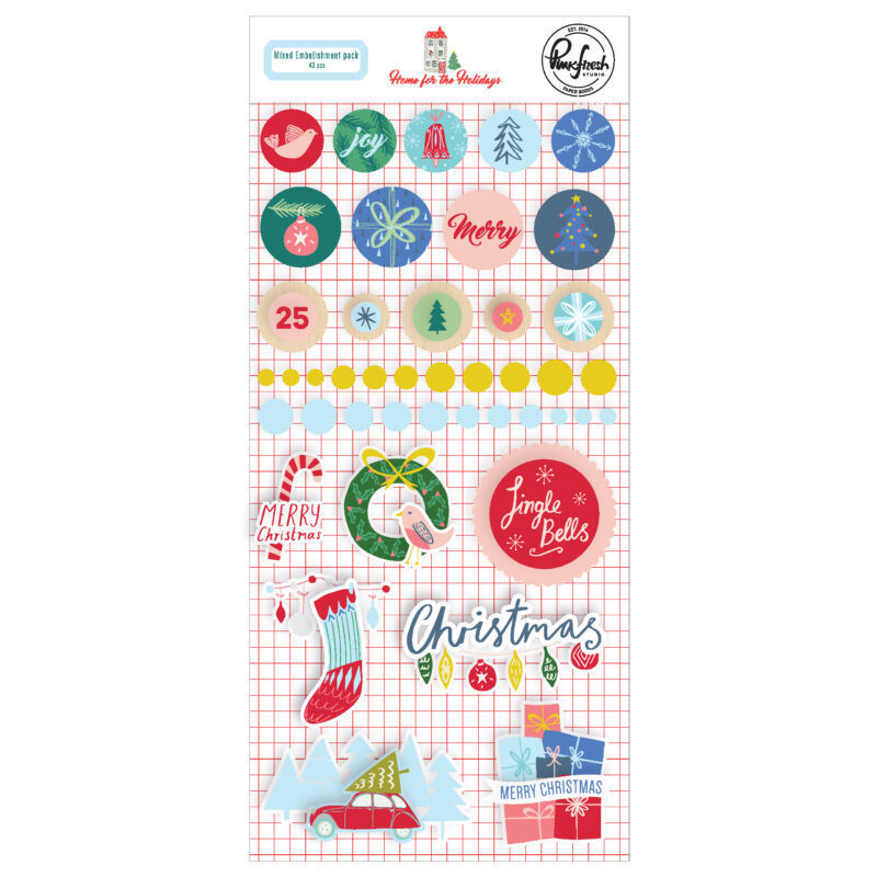 Pinkfresh Studio - Home for the Holidays Mixed Embellishments (43 Pieces)