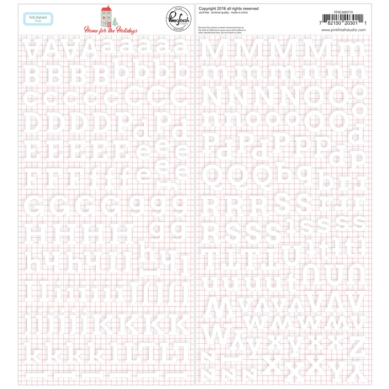 Pinkfresh Studio - Home for the Holidays Puffy Alpha Stickers (222 Pieces)