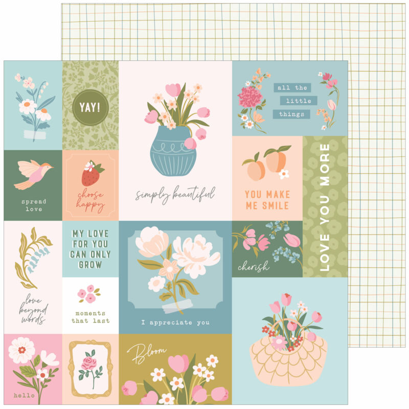 Pinkfresh Studio - Lovely Blooms 12x12 Paper - Choose Happy