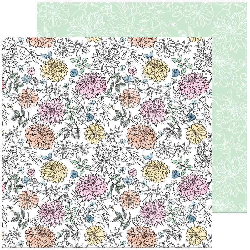 Pinkfresh Studio - My Favorite Story 12x12 scrapbook papír - Bloom and Grow