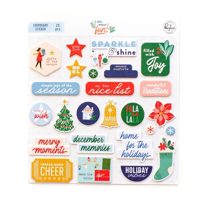 Pinkfresh Studio - Oh What Fun Chipboard Stickers
