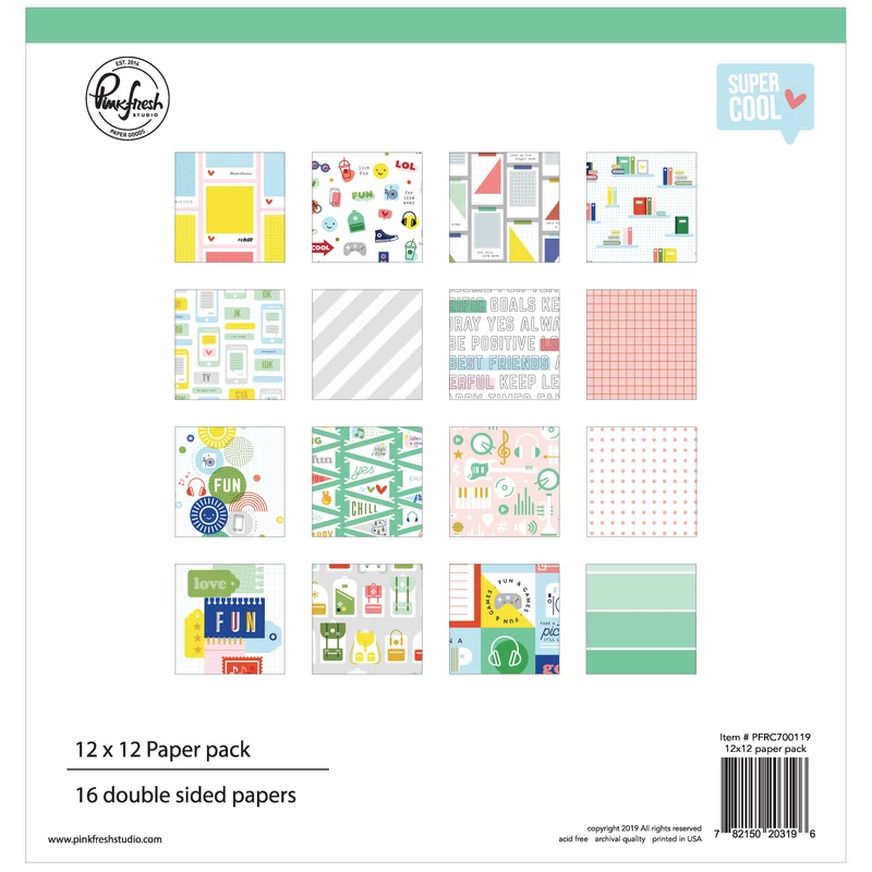 Pinkfresh Studio - Super Cool 12x12 Paper Kit