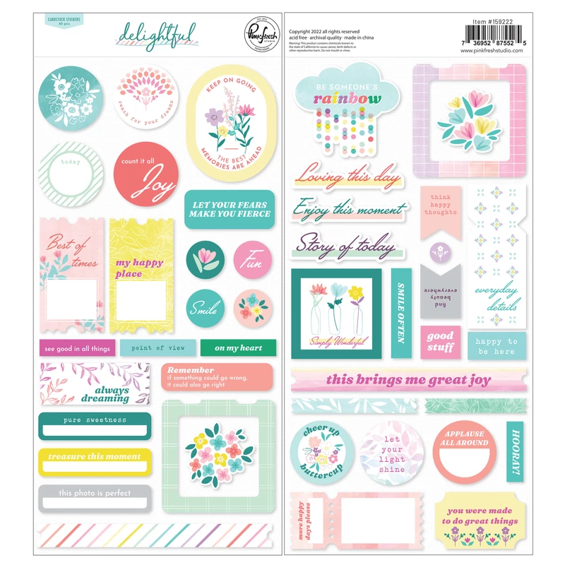 Pinkfresh Studio - Delightful Cardstock stickers