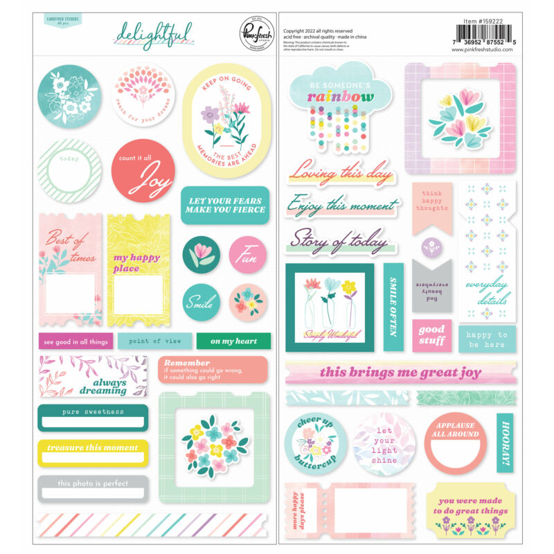 Pinkfresh Studio - Delightful Cardstock stickers