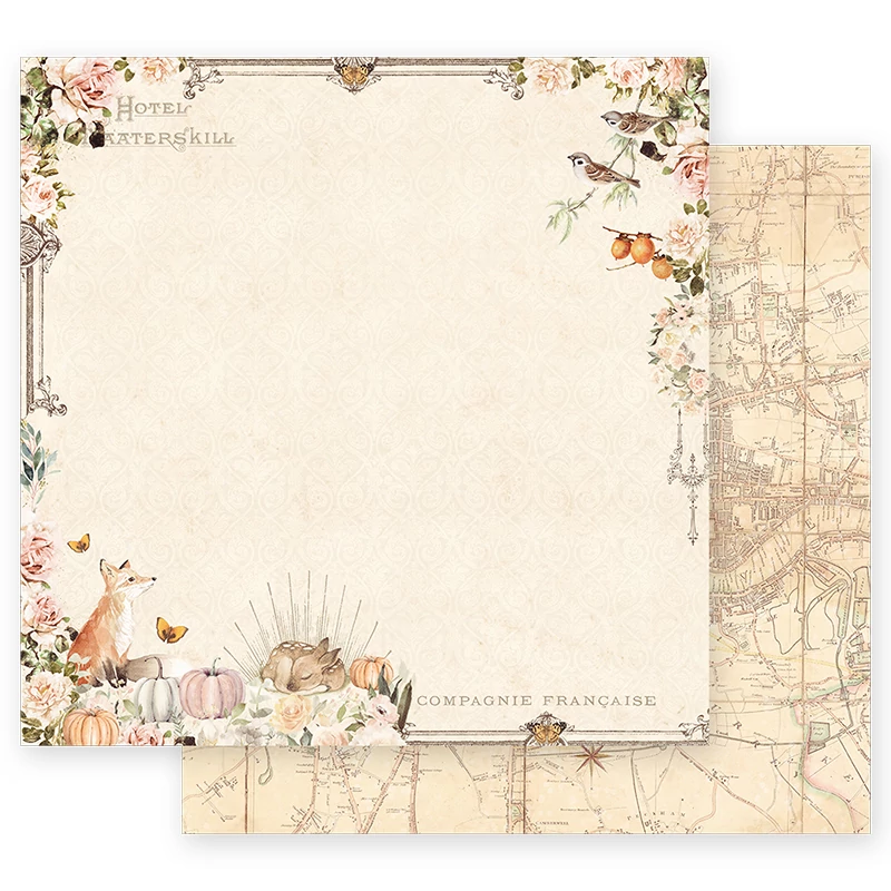 Prima Marketing - Autumn Sunset 12x12 Paper - Falling Leaves
