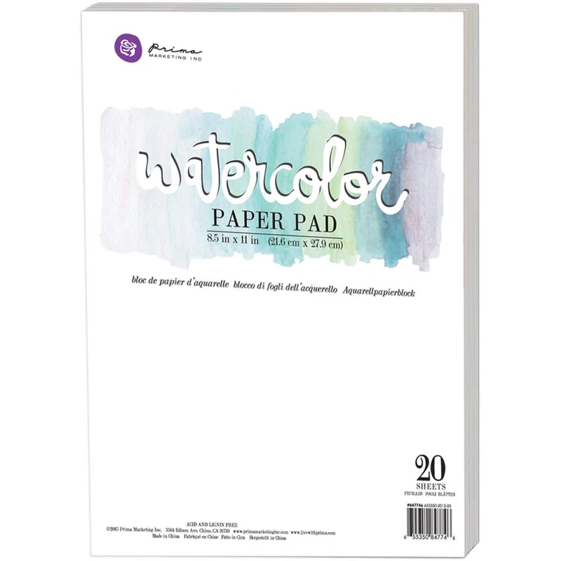 Prima Watercolor Paper Pad 8.5"X11" 20/Pkg