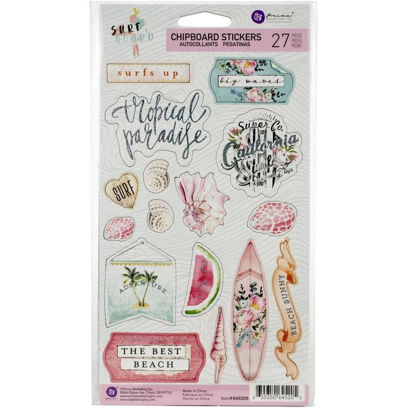 BEACH Embossed Glitter Scrapbook Stickers