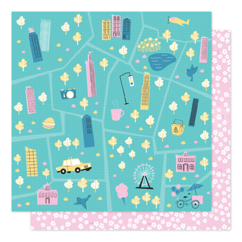 American Crafts - Shimelle - Sparkle City 12x12 Patterned Paper - Tour Guide
