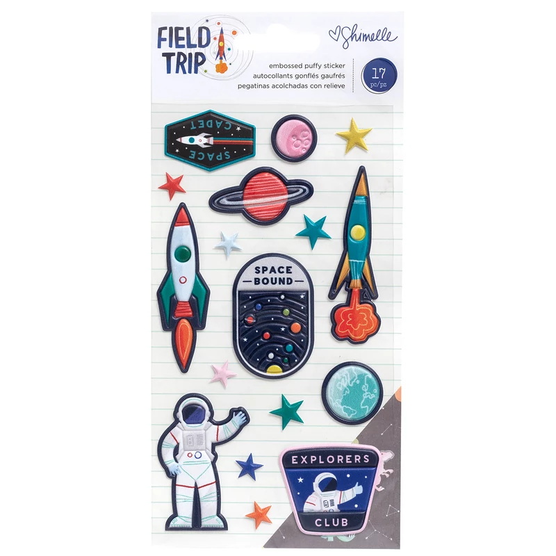 American Crafts - Shimelle - Field Trip Embossed Puffy Stickers (17 Piece)