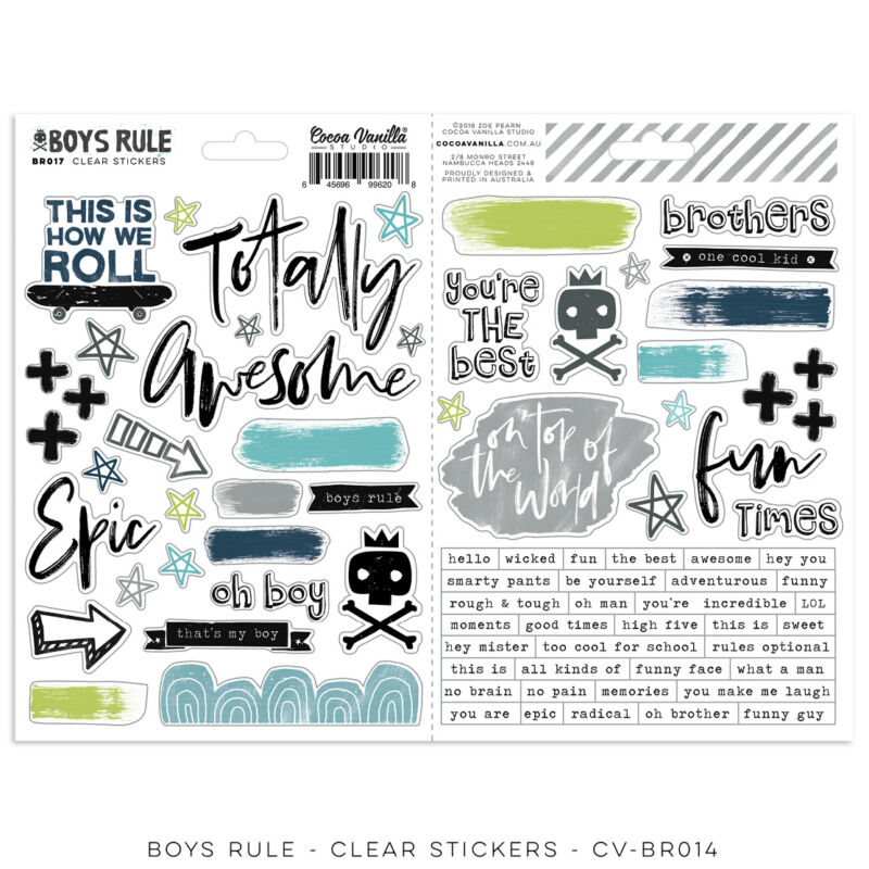 Cocoa Vanilla Studio - Boys Rule Clear Stickers