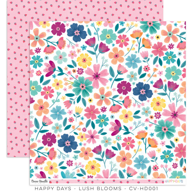 Cocoa Vanilla Studio - Happy Days 12x12 Paper - Lush Blooms 