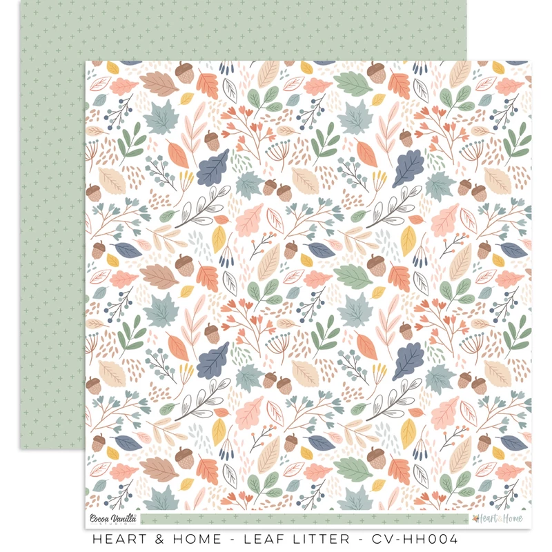 Cocoa Vanilla Studio - Heart & Home 12x12 Paper - Leaf Litter