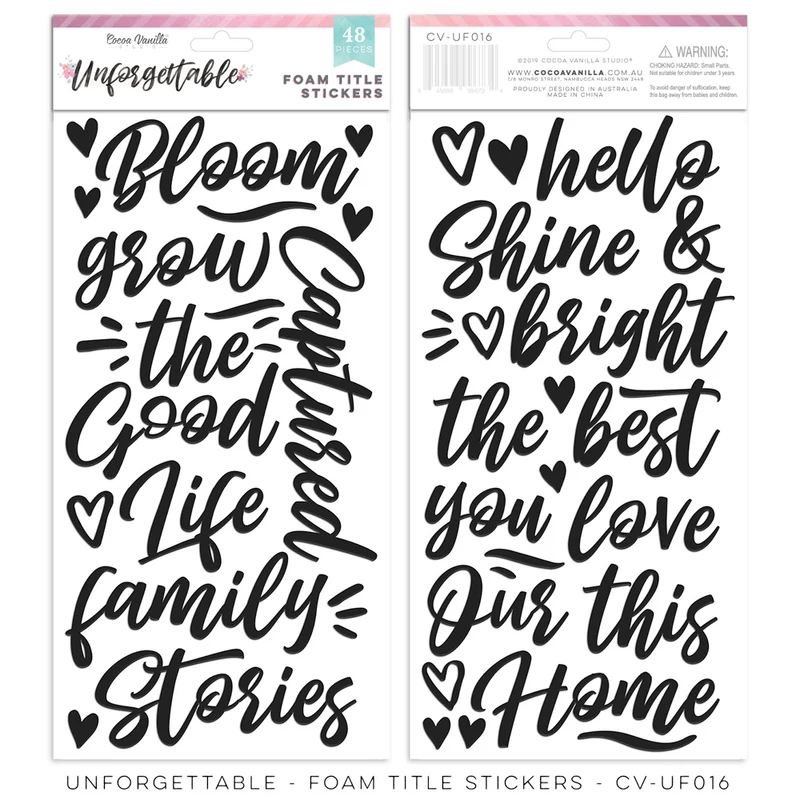 Cocoa Vanilla Studio - Unforgettable Foam Title Stickers (48 Pieces)