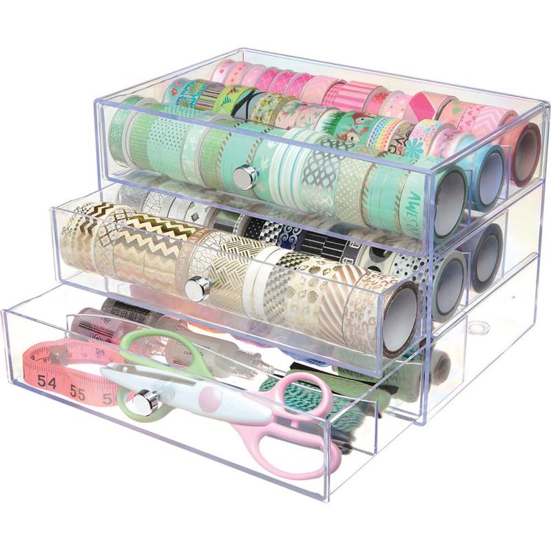 Storage Deflecto Washi Tape Storage Cube Pink And Paper