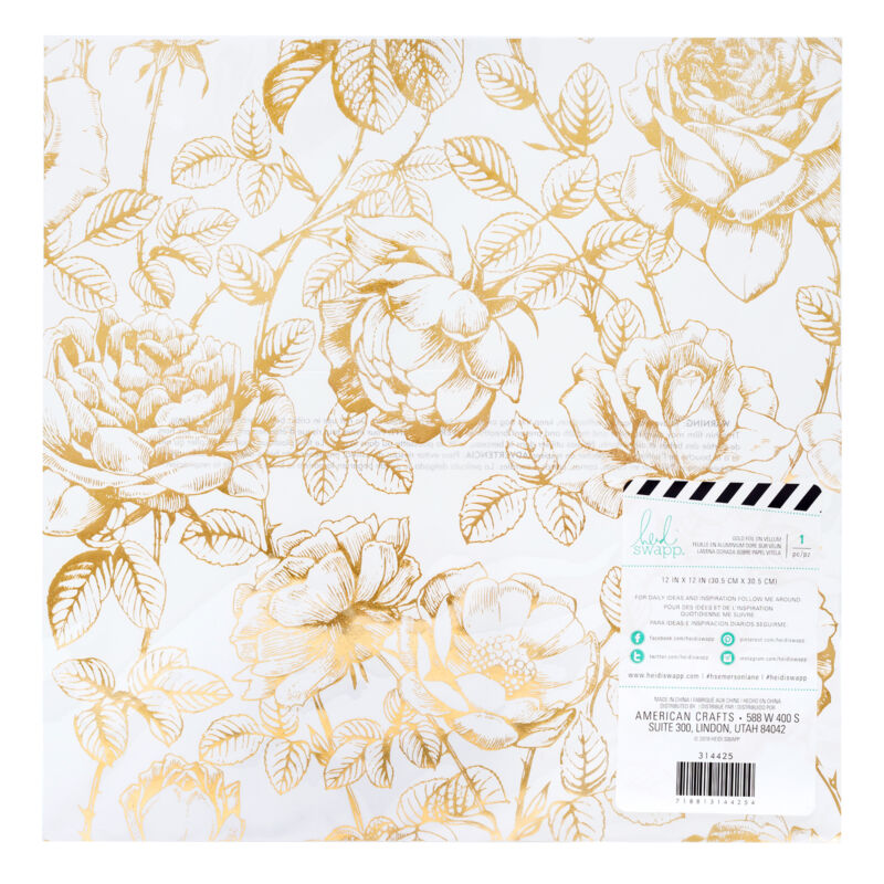 Heidi Swapp - Emerson Lane 12x12 arany fóliás vellum papír - Floral