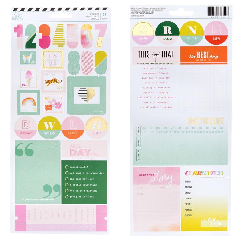 Heidi Swapp 2 Sheets Memory Planner Label Cardstock Stickers
