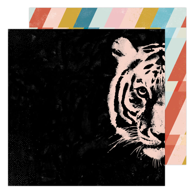Heidi Swapp - Old School 12x12 Paper- Hey Tiger