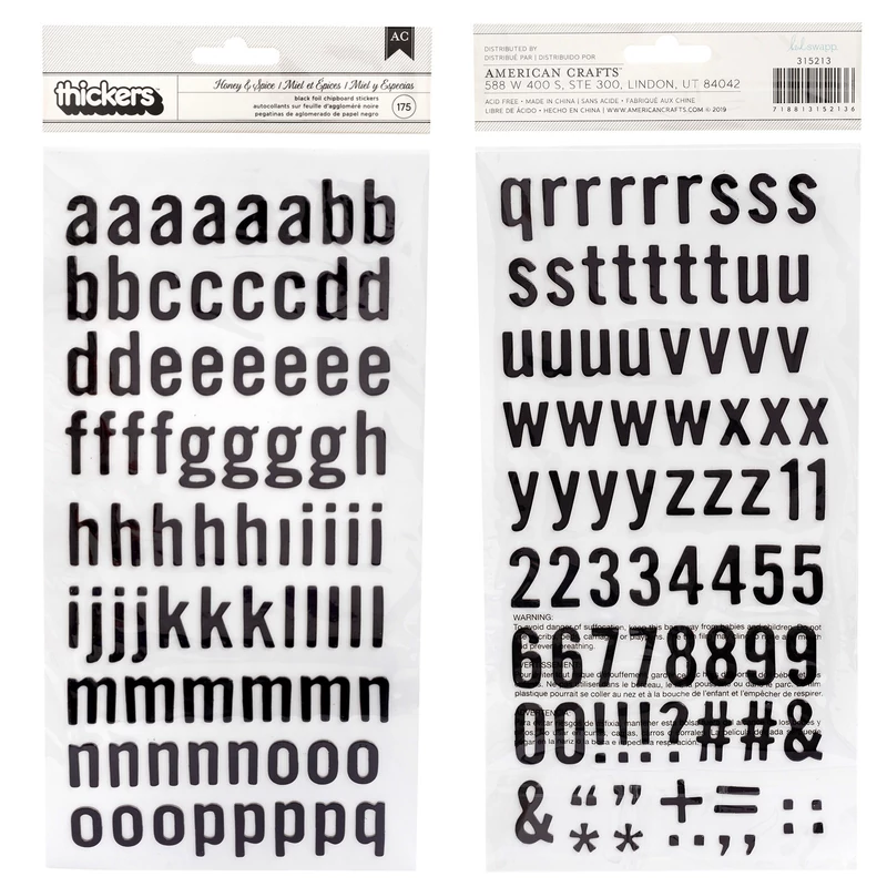 Heidi Swapp - Honey & Spice Chipboard Alpha Thickers (175 Piece)