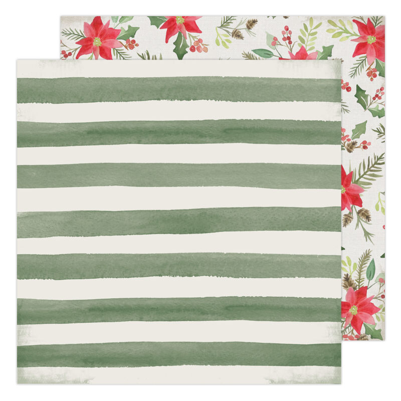 Heidi Swapp - Winter Wonderland 12x12 Patterned Paper - Poinsettia Lane