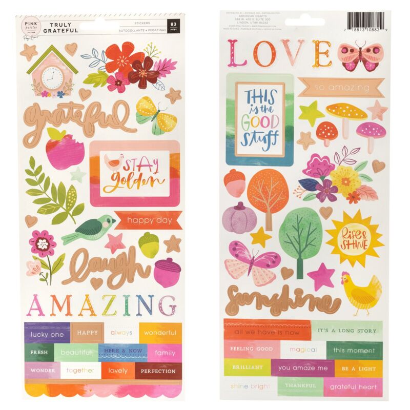 Pink Paislee - Paige Evans - Truly Grateful 6x12 Cardstock Stickers (87 Piece)