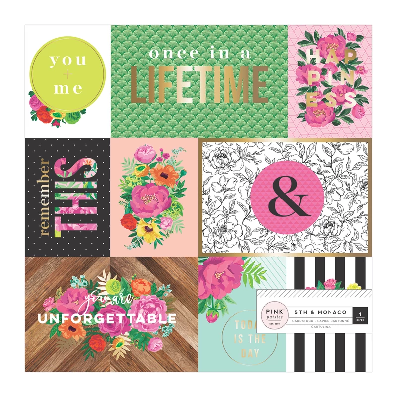Pink Paislee - 5th and Monaco 12x12 Specialty Paper