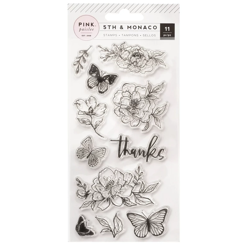 Pink Paislee - 5th and Monaco Acrylic Stamp Set (11 Piece)