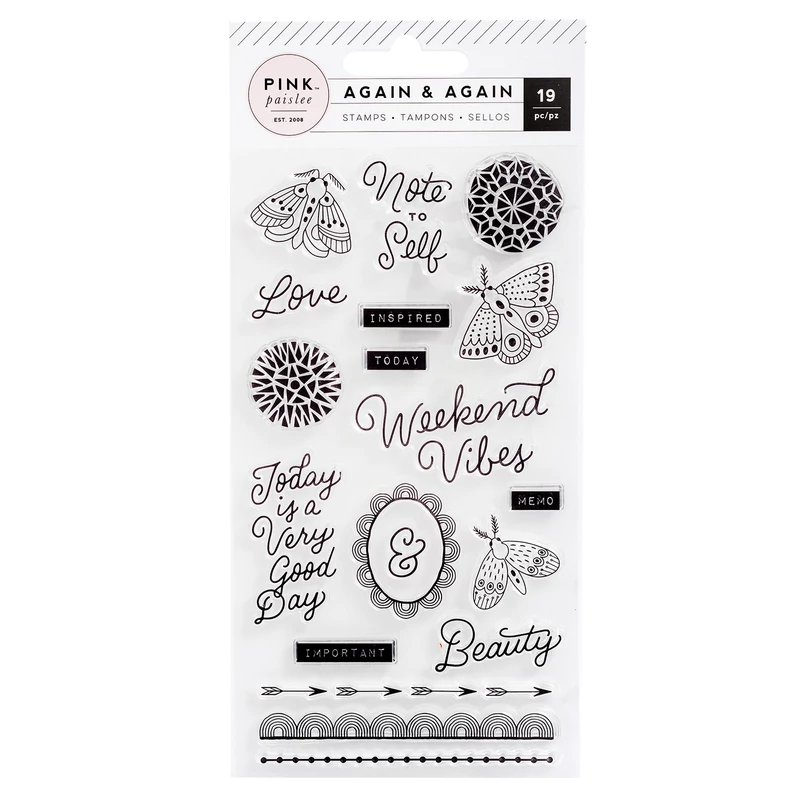 Pink Paislee - Again &amp; Again Acrylic Stamp Set (21 Piece)