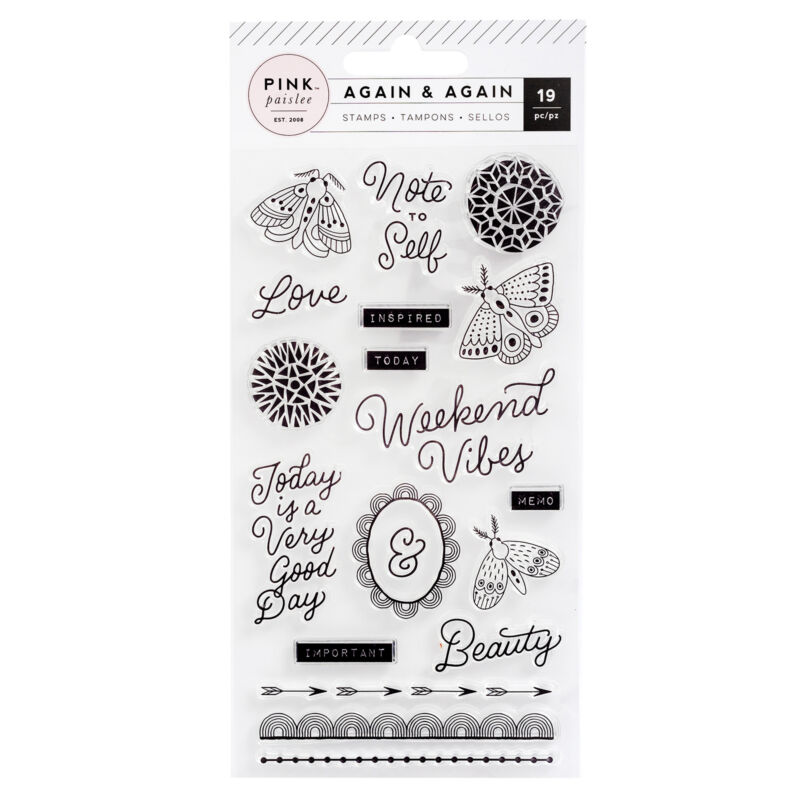 Pink Paislee - Again &amp; Again Acrylic Stamp Set (21 Piece)