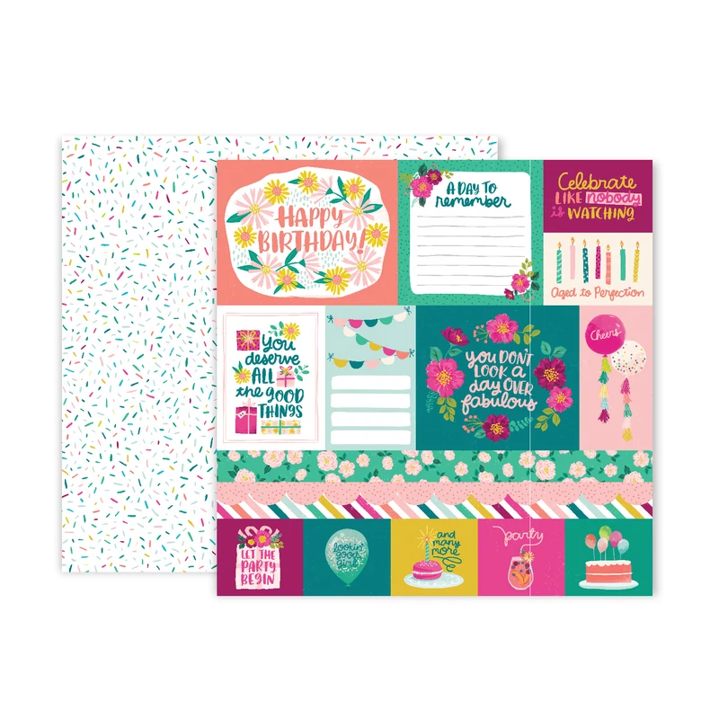 Pink Paislee - And Many More 12x12 Scrapbook Paper - 1