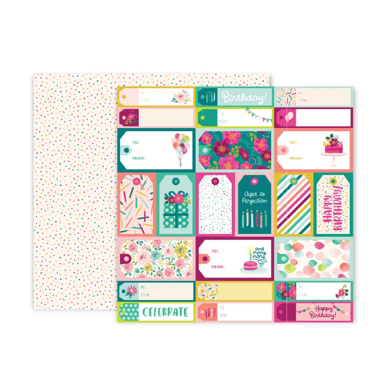 Pink Paislee - And Many More 12x12 Scrapbook Paper - 4