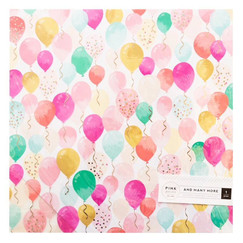 Pink Paislee - And Many More 12x12 Specialty Paper with Champagne Foil