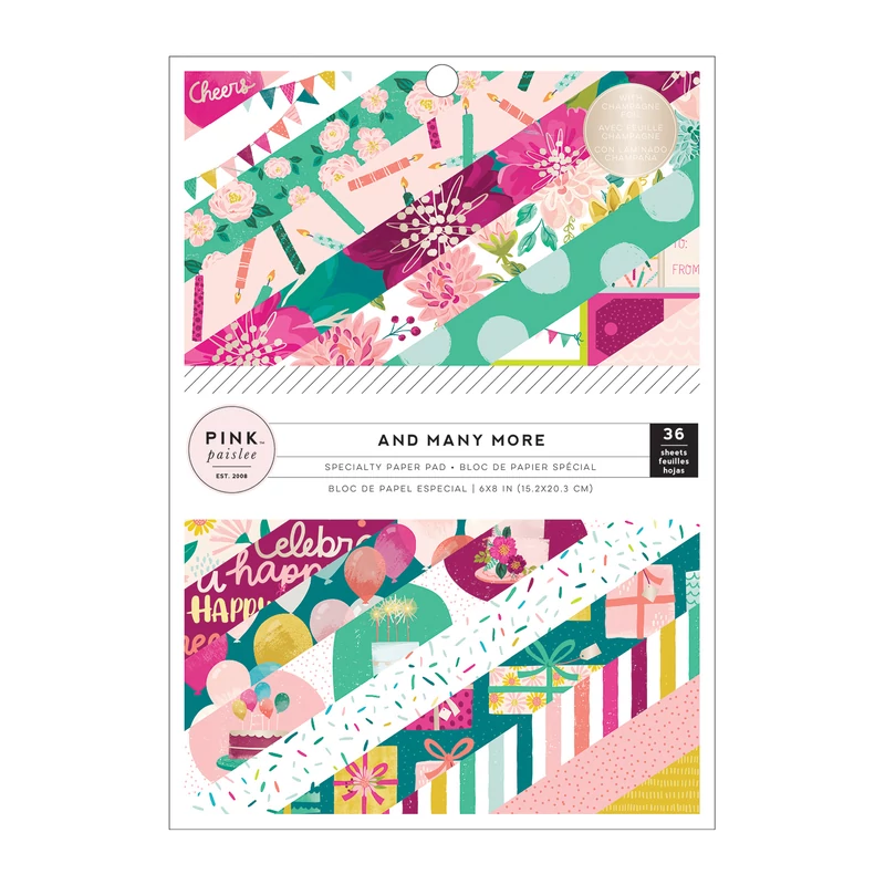 Pink Paislee - And Many More 6x8 Paper Pad with Champagne Foil (36 Sheets)