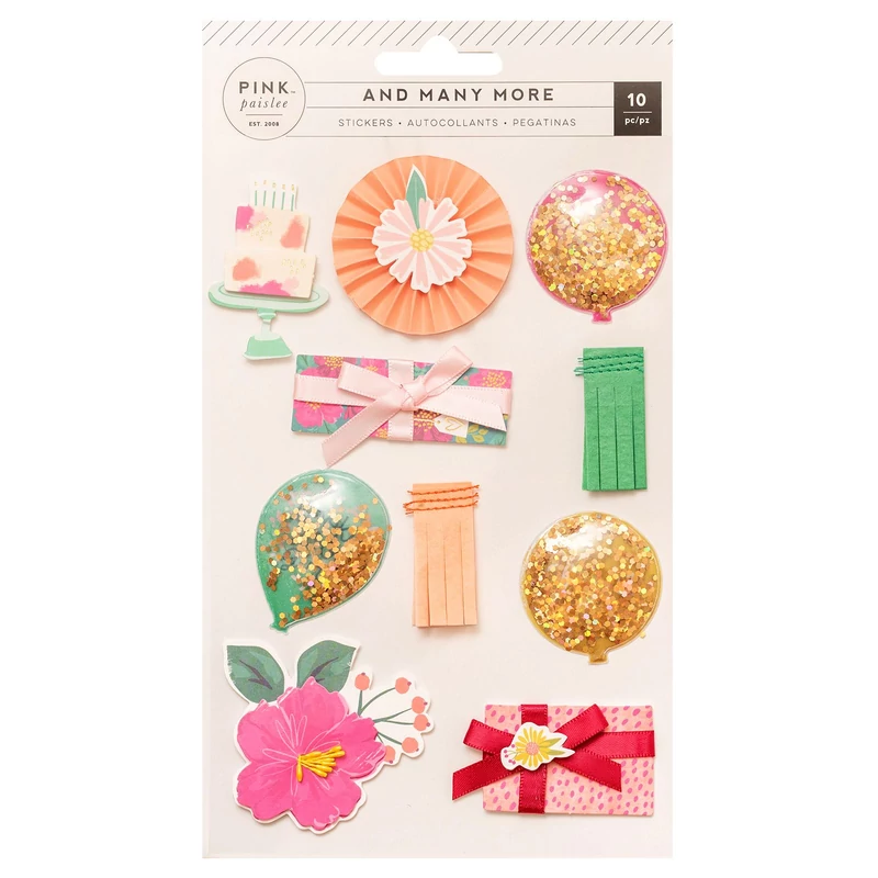 Pink Paislee - And Many More Layered Stickers (10 Piece)