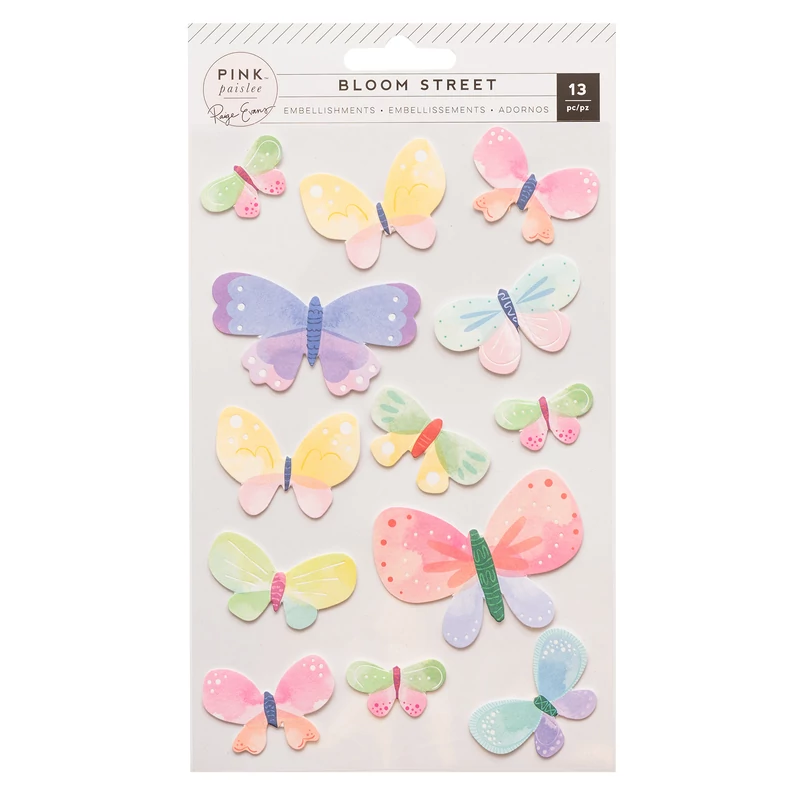 Pink Paislee - Paige Evans - Bloom Street Dimensional Butterflies (13 Piece)
