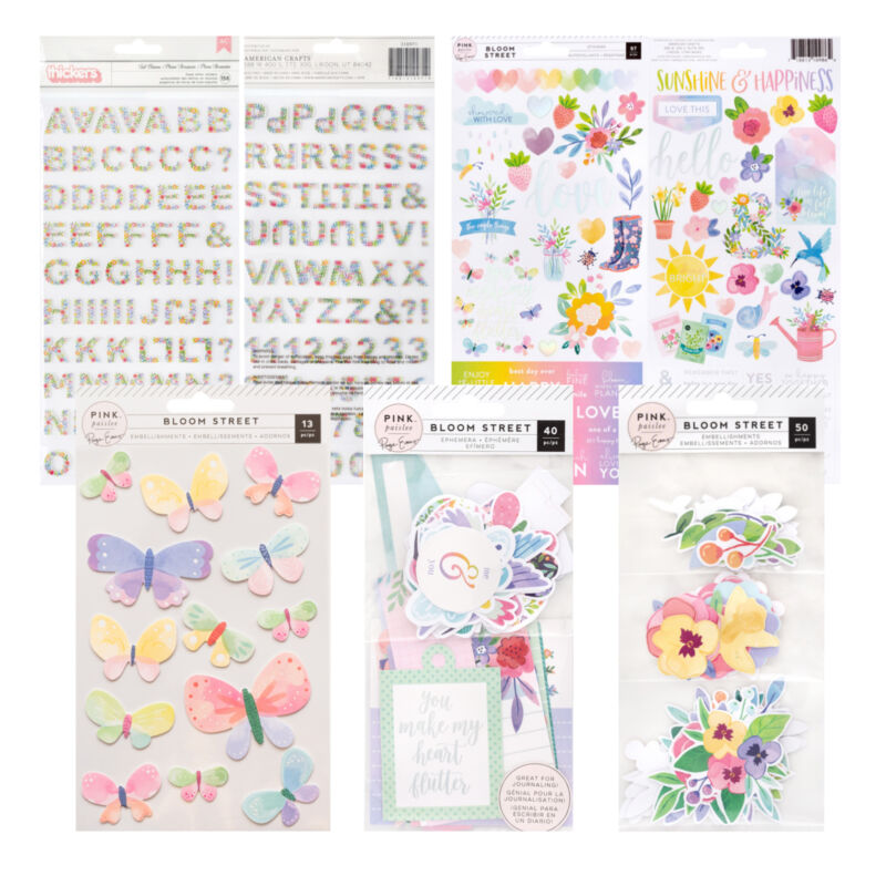 Pink Paislee - Paige Evans - Bloom Street Embellishment Kit (5 pieces)