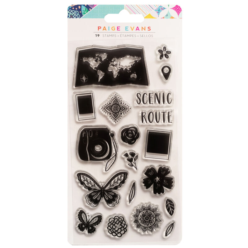 American Crafts - Paige Evans - Go the Scenic Route Acrylic Stamps (19 Piece)