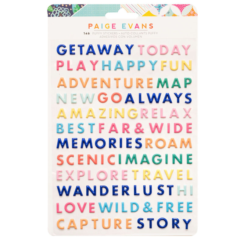 American Crafts - Paige Evans - Go the Scenic Route Puffy Word Sticker (146 Piece)