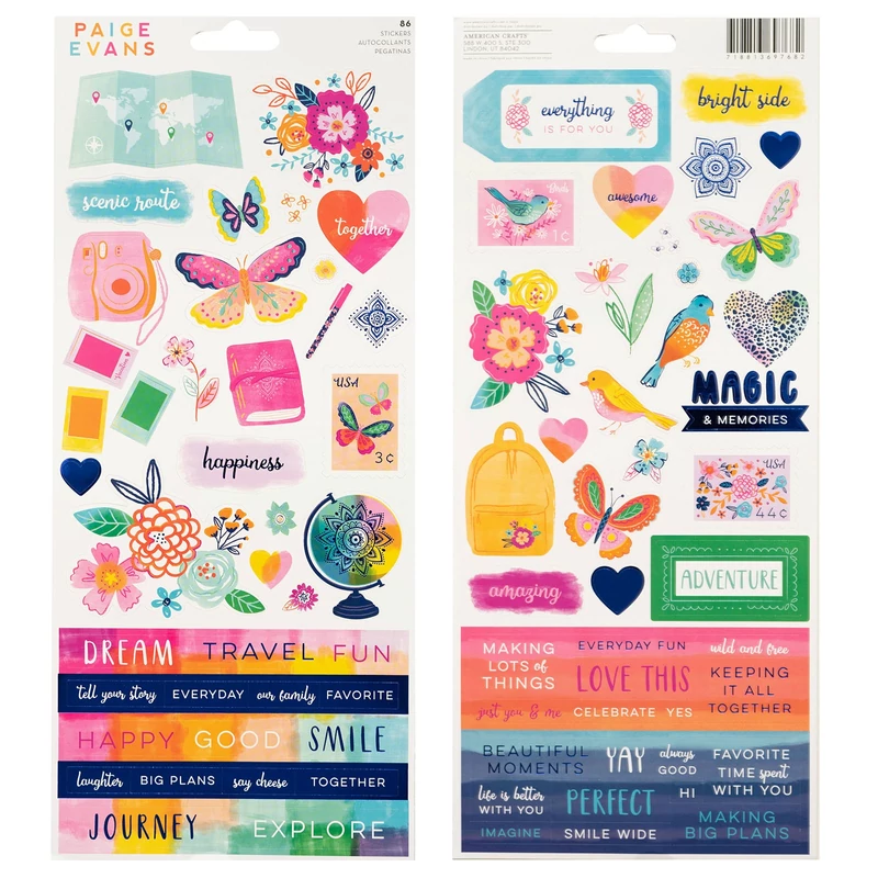 American Crafts - Paige Evans - Go the Scenic Route 6x12 Sticker Sheet (86 Piece)