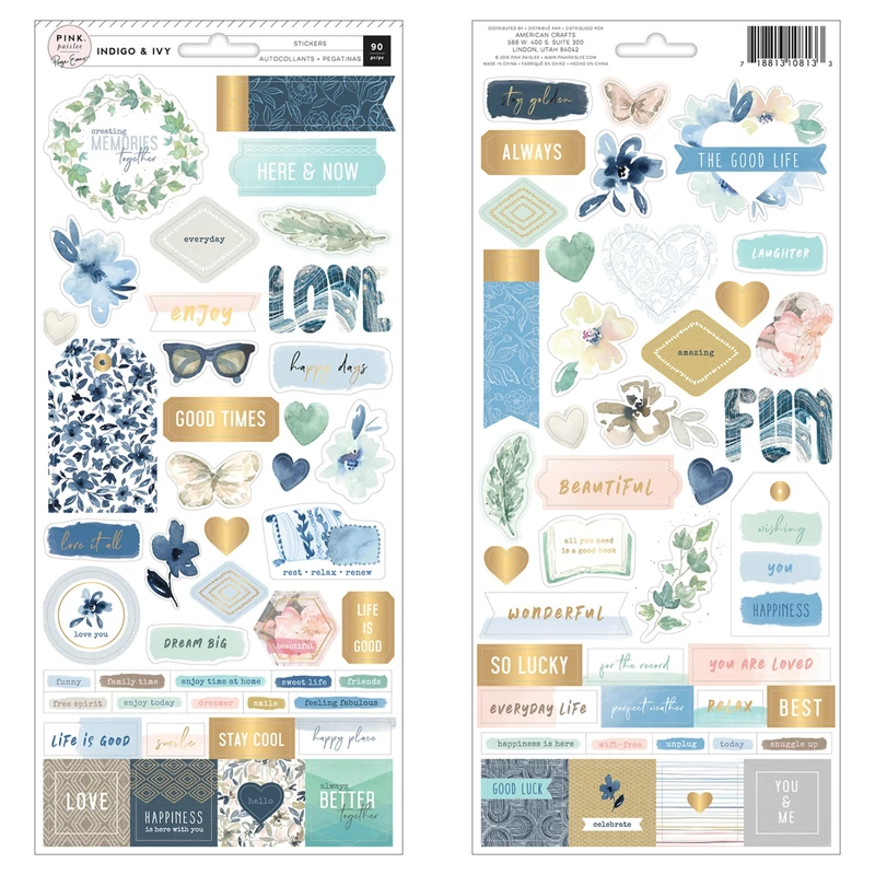 Pink Paislee - Indigo and Ivy 6x12 Cardstock Sticker (90 Piece)