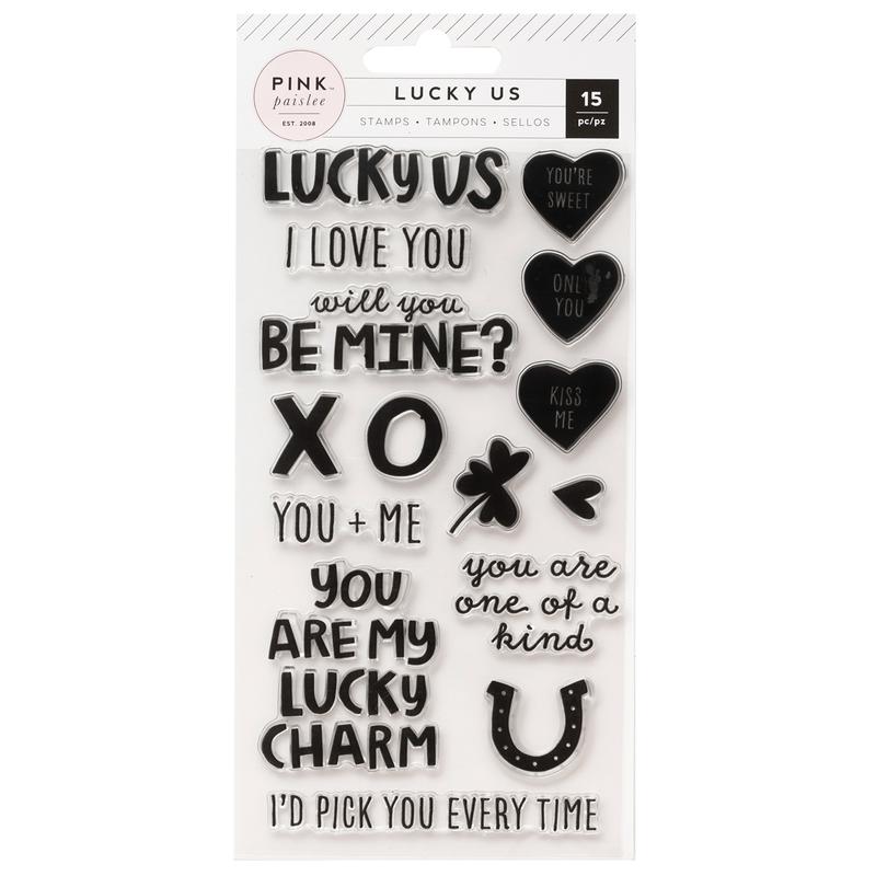 Pink Paislee - Lucky Us Acrylic Stamp Set (15 Piece)
